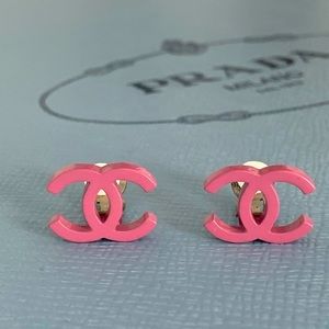 Authentic 2004 Chanel Hot Pink Clip On Earrings